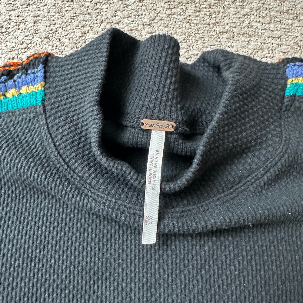 Free People Black Knit Sweater with Colorful Accents - Picture 2 of 3